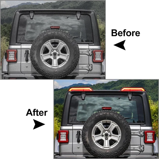 Alt view image 4 of 5 - SIKUAI Rear Roof High Mount Brake Light Tail Spoiler Wing ABS Smoked Black For Jeep Wrangler JK JKU 2007-2017