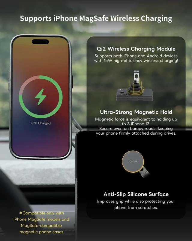 Alt view image 6 of 7 - Active Cooling 6D Tesla Compatible Invisible Foldaway Car Mount Qi2 Wireless Charger for Tesla S/3/X/Y/Cybertruck (Magnet), Compatible for magsafe