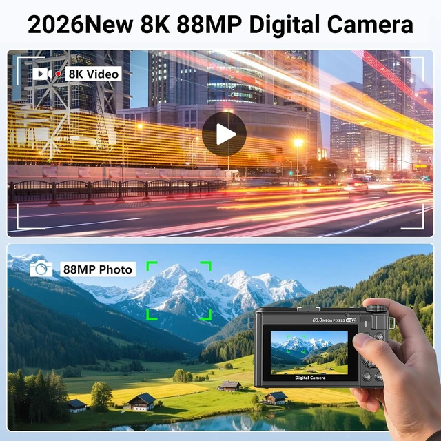 Alt view image 3 of 7 - 8K Digital Camera for Photography, Vlogging Camera for YouTube with WiFi
