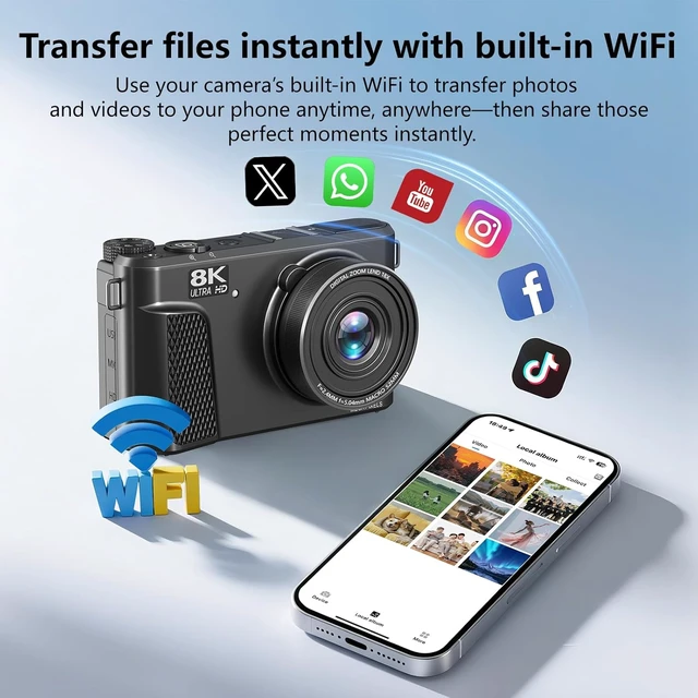 Alt view image 5 of 7 - 8K Digital Camera for Photography, Vlogging Camera for YouTube with WiFi