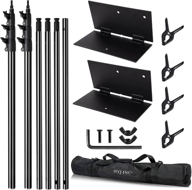 Alt view image 2 of 7 - Heavy Duty Backdrop Stand Pipe and Drape Photography Backdrop Stand Kit Adjustable Photo Background Stand 10ft x 10ft with Metal Base, 4 Clamps,Carrying Bag for Photography Video Studio