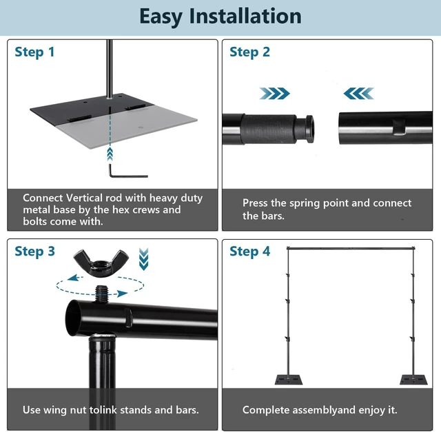 Alt view image 6 of 7 - Heavy Duty Backdrop Stand Pipe and Drape Photography Backdrop Stand Kit Adjustable Photo Background Stand 10ft x 10ft with Metal Base, 4 Clamps,Carrying Bag for Photography Video Studio