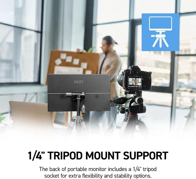 Alt view image 7 of 7 - Pro MP165 E6 Ultra Slim & Light Portable Monitor,15.6" FHD IPS 1080p, USB Type-C, HDMI, Built-in Speakers, Tripod Mount Support, Perfect for PC, Mac, PS5, PS4, Xbox, Mobile, Metal Gray