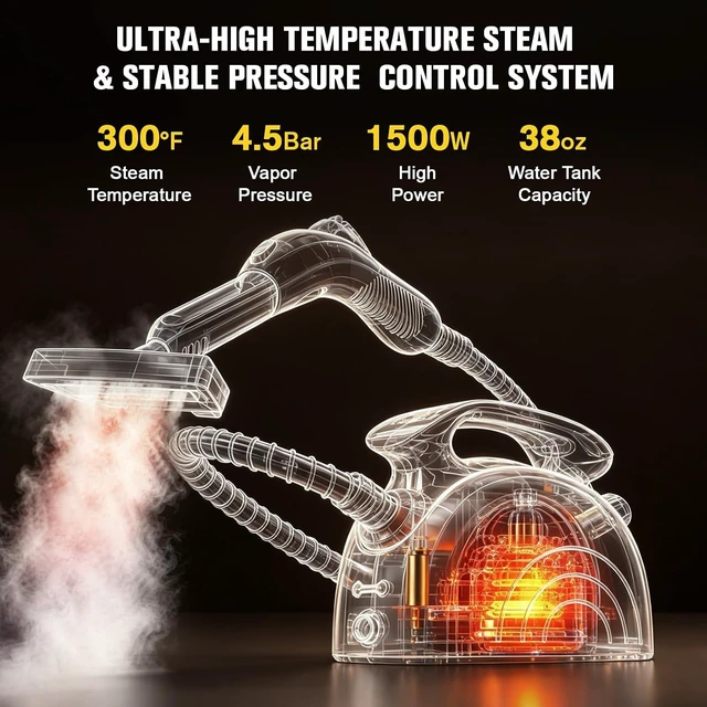 Alt view image 3 of 7 - Multi-Purpose Steam Cleaner, 4.5Bar 300°F Steamer for Tile & Grout