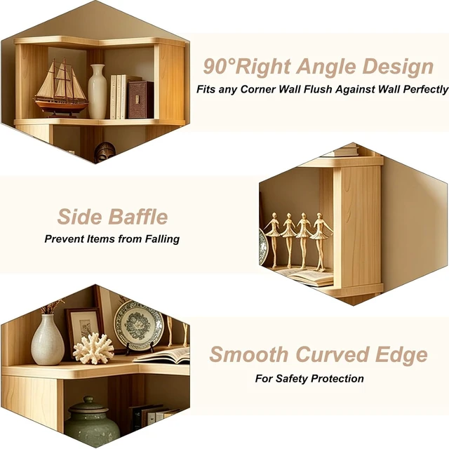 Alt view image 4 of 7 - Corner Bookshelf, 6-Tier L Shaped Corner Book Shelf with Baffle