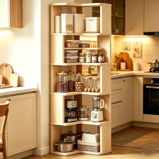 Alt view image 6 of 7 - Corner Bookshelf, 6-Tier L Shaped Corner Book Shelf with Baffle