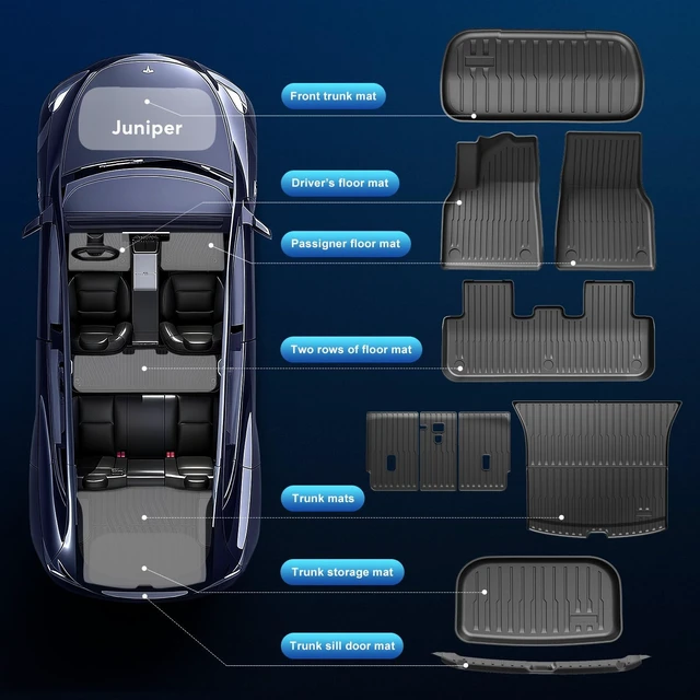 Alt view image 4 of 7 - Tesla Model Y Juniper Floor Mats 2025 2026 and Cargo Liners 10PCS