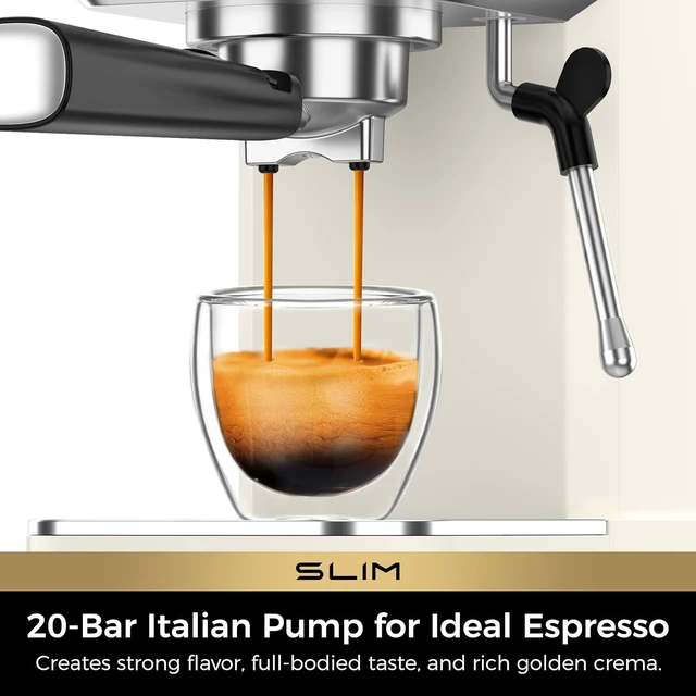 Alt view image 2 of 7 - Slim Espresso Machine with Milk Frother for Home Cappuccino, Creamy