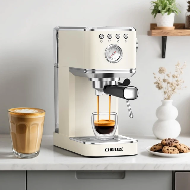 Alt view image 5 of 7 - Slim Espresso Machine with Milk Frother for Home Cappuccino, Creamy