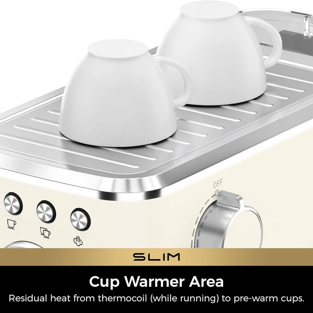 Alt view image 6 of 7 - Slim Espresso Machine with Milk Frother for Home Cappuccino, Creamy