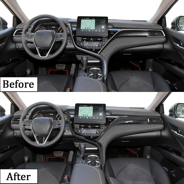 Alt view image 2 of 6 - for Toyota Camry LE SE XLE XSE 2021-2024 ABS Full Set of Car Interiors Instrument Panel Center Console Moulding Trim Air Outlet Cover Wheel Accessories 9Pcs Carbon fiber black