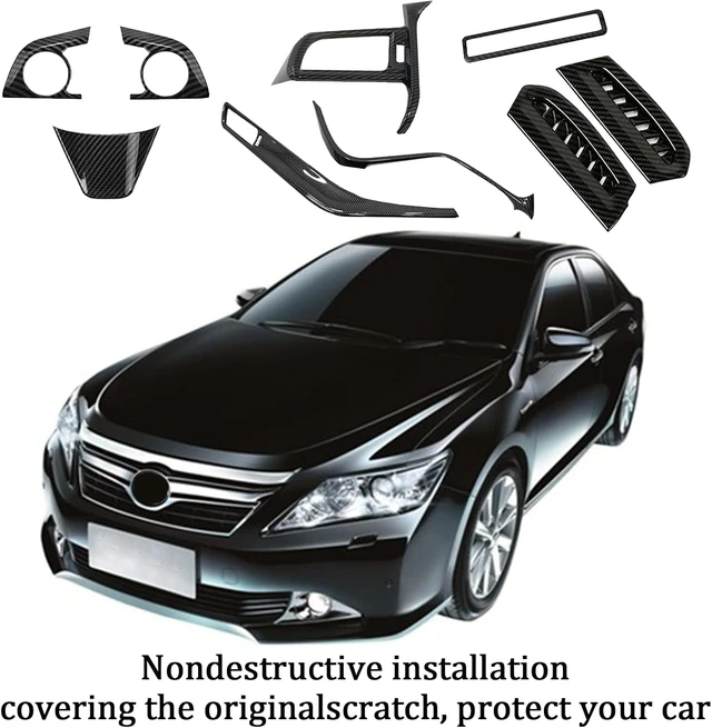 Alt view image 6 of 6 - for Toyota Camry LE SE XLE XSE 2021-2024 ABS Full Set of Car Interiors Instrument Panel Center Console Moulding Trim Air Outlet Cover Wheel Accessories 9Pcs Carbon fiber black
