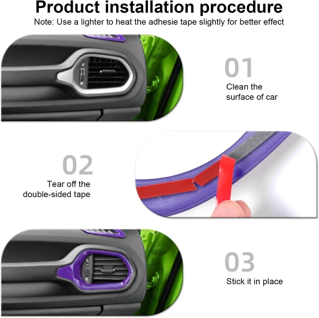 Alt view image 5 of 6 - 31 PCS Full Set Interior Decoration Trim Kit Steering Button Cover Door Handle Cover Air Outlet Cover Cup Holder Gear Cover Trim Door Speaker Cover for Jeep Renegade 2016-2018,Purple