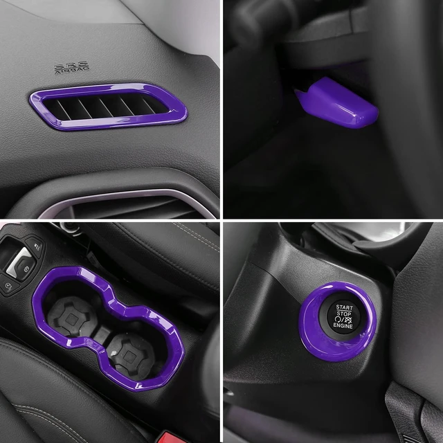Alt view image 6 of 6 - 31 PCS Full Set Interior Decoration Trim Kit Steering Button Cover Door Handle Cover Air Outlet Cover Cup Holder Gear Cover Trim Door Speaker Cover for Jeep Renegade 2016-2018,Purple