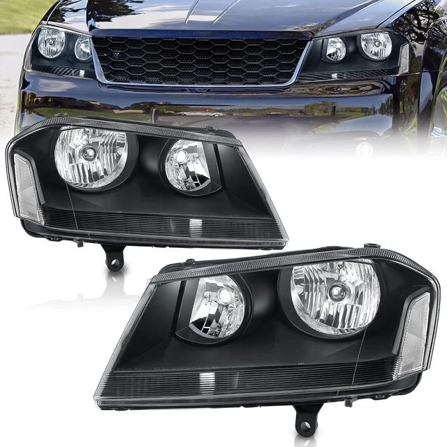 Main image of Headlights Assembly Compatible for 2008-2014 Dodge Avenger Black Housing Clear Reflector Front Headlamp Driver and Passenger Side