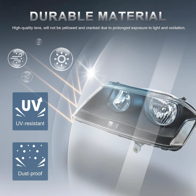 Alt view image 6 of 6 - Headlights Assembly Compatible for 2008-2014 Dodge Avenger Black Housing Clear Reflector Front Headlamp Driver and Passenger Side
