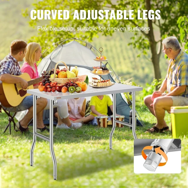 Alt view image 7 of 7 - Stainless Steel Foldable Work Table, 24 * 48 Inch Heavy Duty Food Outdoor Stainless Steel Worktable for Commercial Kitchen Restaurant