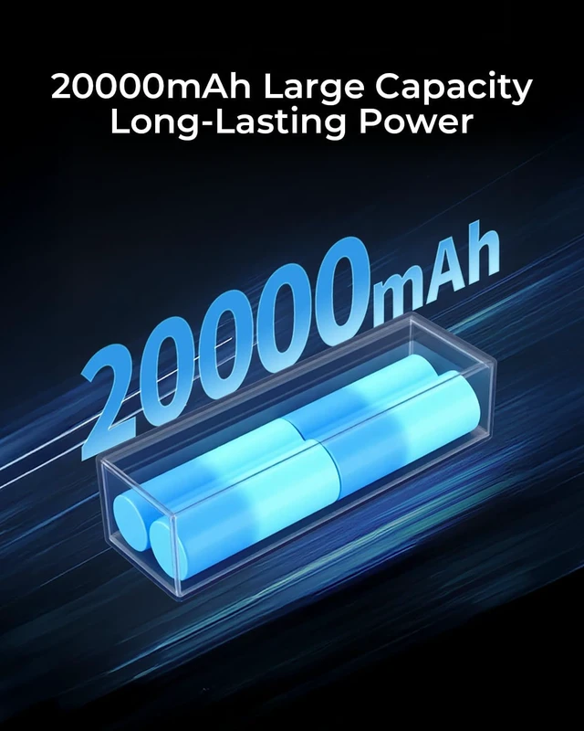 Alt view image 5 of 7 - Laptop Portable Power Bank, 20,000 mAh 3-Port USB-C 140W Digital Hybrid Charger, TFT Display, Travel Charging Station with 240W Cable for ThinkBook 14, MacBook, iPhone, Galaxy