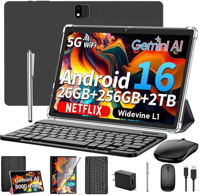Main image of Android 16 Tablet with Keyboard - 10 inch Tablet with 26GB+256GB+2TB Expand