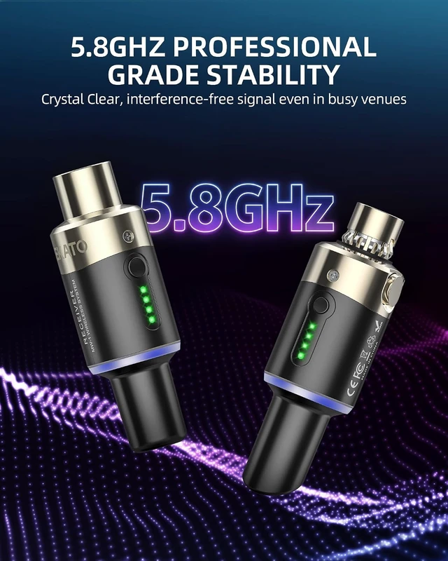 Alt view image 2 of 7 - 5.8GHz Wireless XLR Transmitter Receiver Microphone Wireless System