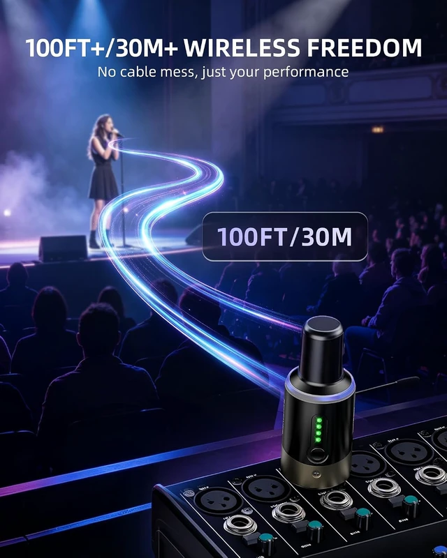 Alt view image 3 of 7 - 5.8GHz Wireless XLR Transmitter Receiver Microphone Wireless System