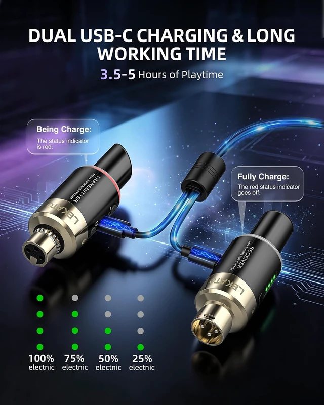 Alt view image 4 of 7 - 5.8GHz Wireless XLR Transmitter Receiver Microphone Wireless System