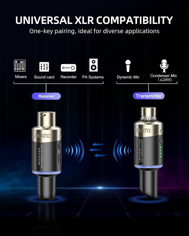 Alt view image 5 of 7 - 5.8GHz Wireless XLR Transmitter Receiver Microphone Wireless System