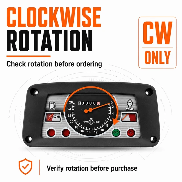 Alt view image 4 of 7 - C5NN10849L Cluster Assembly Gauge Fits Ford Tractor 5000 2000 3000 3400 4000 4500 7000 EHPN10849A C7NN10849C Clockwise