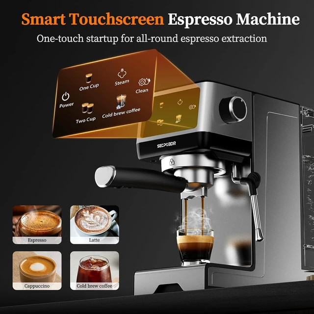 Alt view image 3 of 7 - 20 Bar Espresso Machine with Milk Frother, Cold Brew, Touch Screen