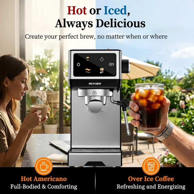 Alt view image 2 of 7 - 20 Bar Espresso Machine with Milk Frother, Cold Brew, Touch Screen