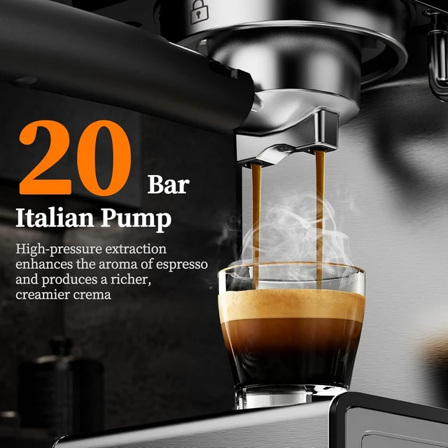 Alt view image 4 of 7 - 20 Bar Espresso Machine with Milk Frother, Cold Brew, Touch Screen