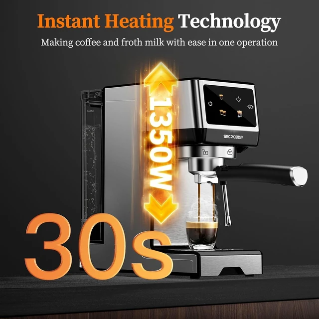 Alt view image 6 of 7 - 20 Bar Espresso Machine with Milk Frother, Cold Brew, Touch Screen