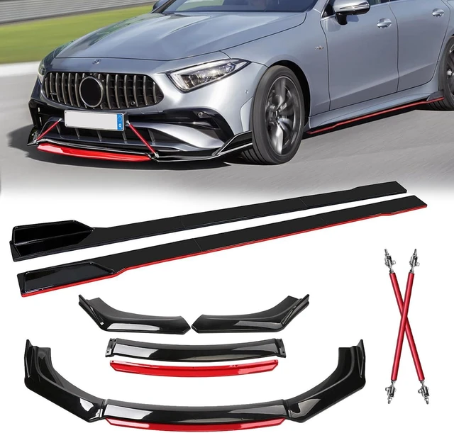 Main image of Front Bumper Lip Chin Spoiler Splitter Diffuser, Glossy Black w/Red