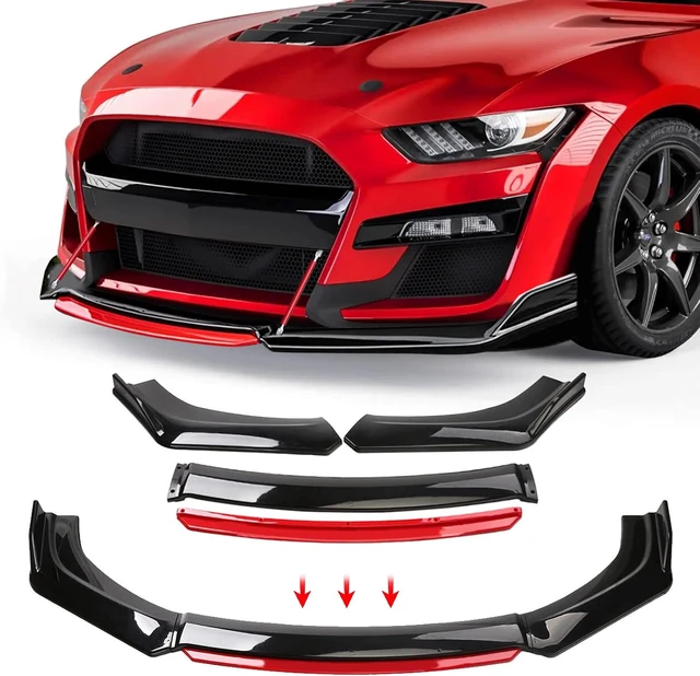 Alt view image 2 of 7 - Front Bumper Lip Chin Spoiler Splitter Diffuser, Glossy Black w/Red