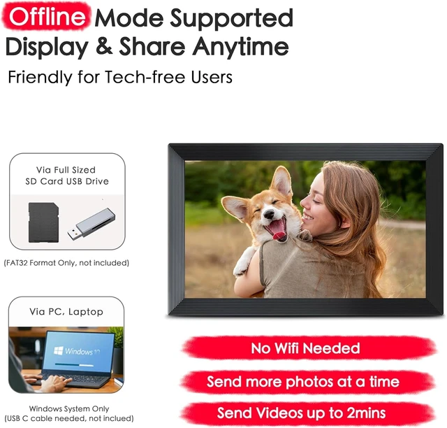 Alt view image 7 of 7 - Frameo 15.6" Digital Picture Frame WiFi, Large Display Digital Photo Frame