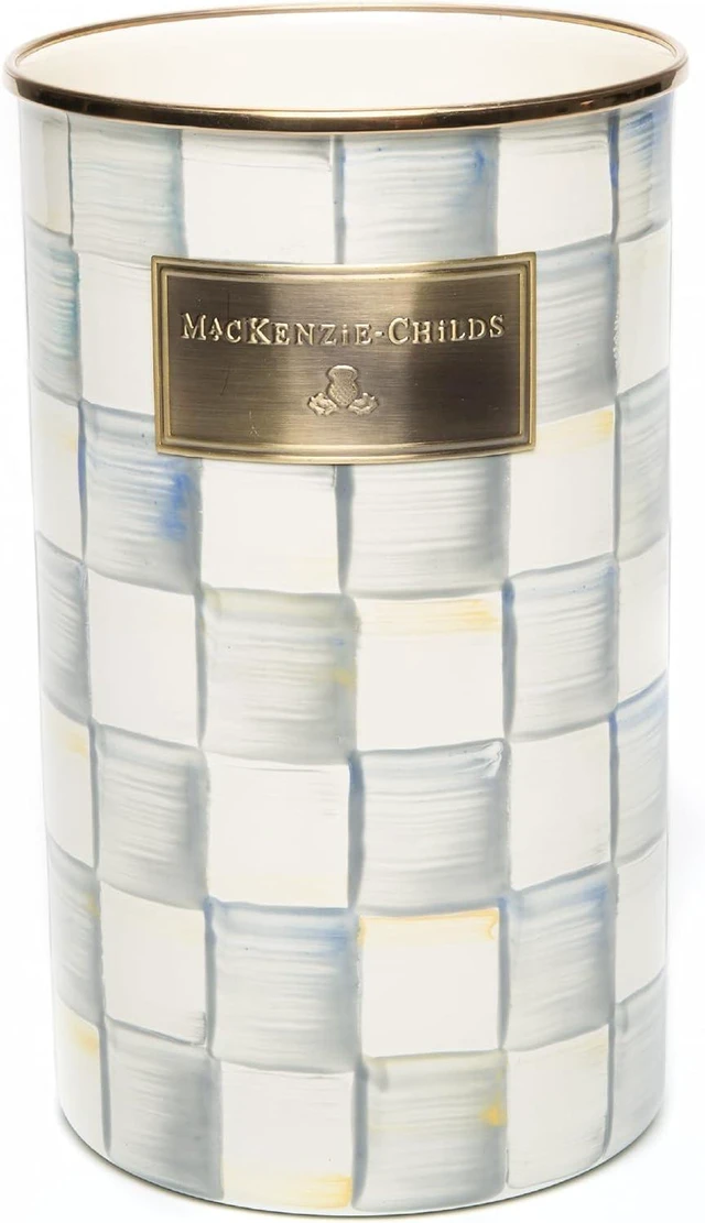 Main image of Enamel Utensil Holder, Gray-and-White Sterling Check