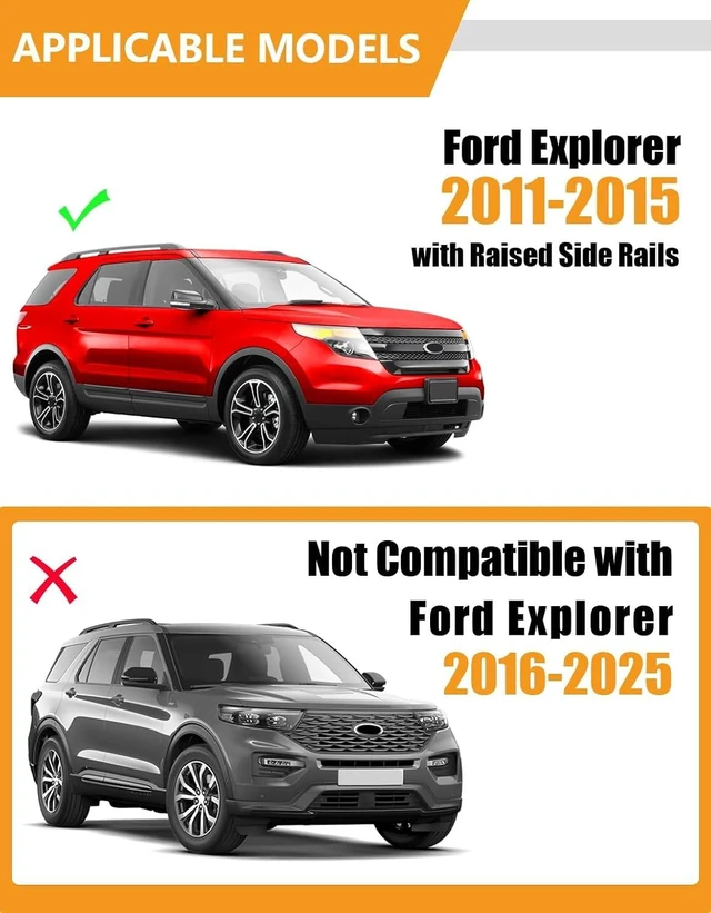 Alt view image 2 of 7 - 300lbs Lockable Roof Rack Cross Bars for Ford Explorer 2011-2015
