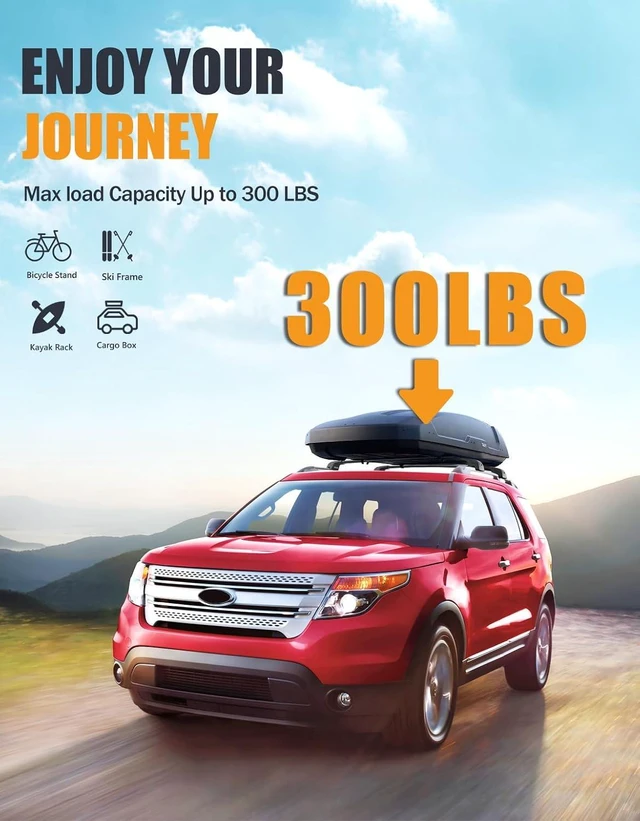 Alt view image 3 of 7 - 300lbs Lockable Roof Rack Cross Bars for Ford Explorer 2011-2015