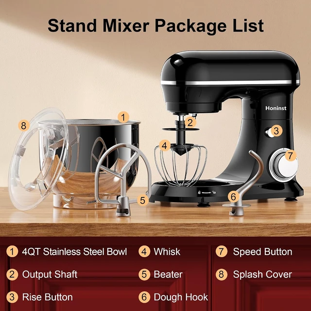 Alt view image 2 of 7 - 4QT Electric Stand Mixer, 10-Speed Tilt-Head Compact Kitchen Mixer