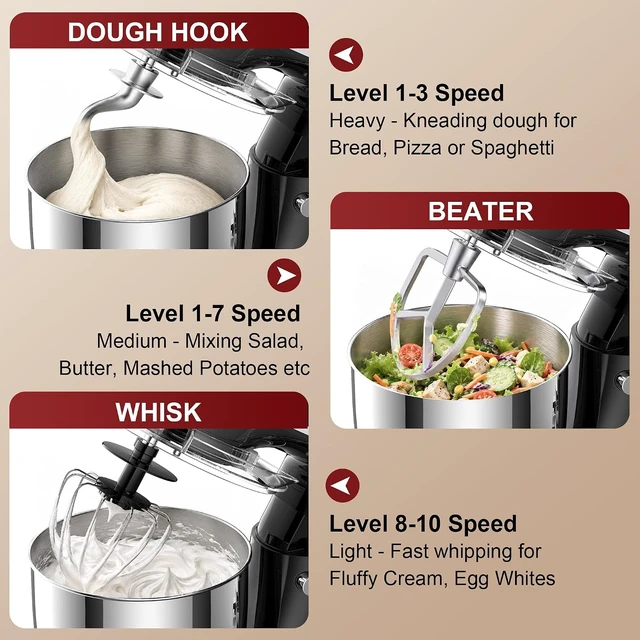 Alt view image 5 of 7 - 4QT Electric Stand Mixer, 10-Speed Tilt-Head Compact Kitchen Mixer