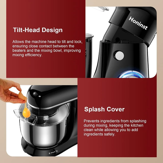 Alt view image 6 of 7 - 4QT Electric Stand Mixer, 10-Speed Tilt-Head Compact Kitchen Mixer