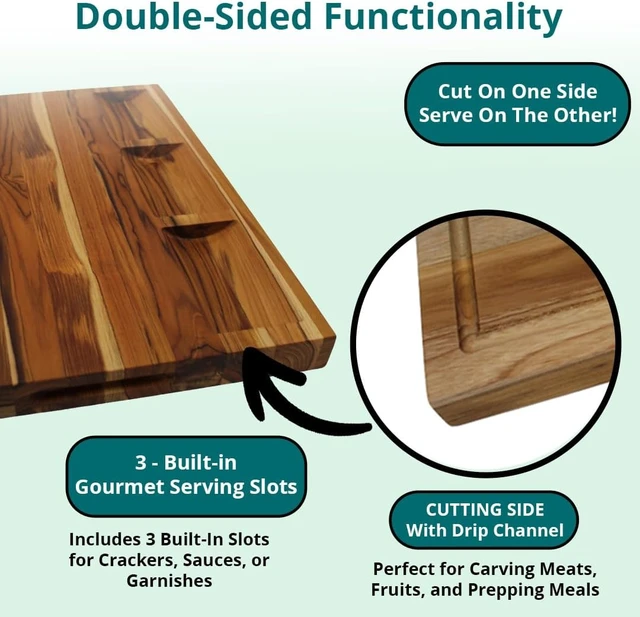 Alt view image 2 of 7 - Teak Cutting Board 20x15, Reversible with Juice Groove