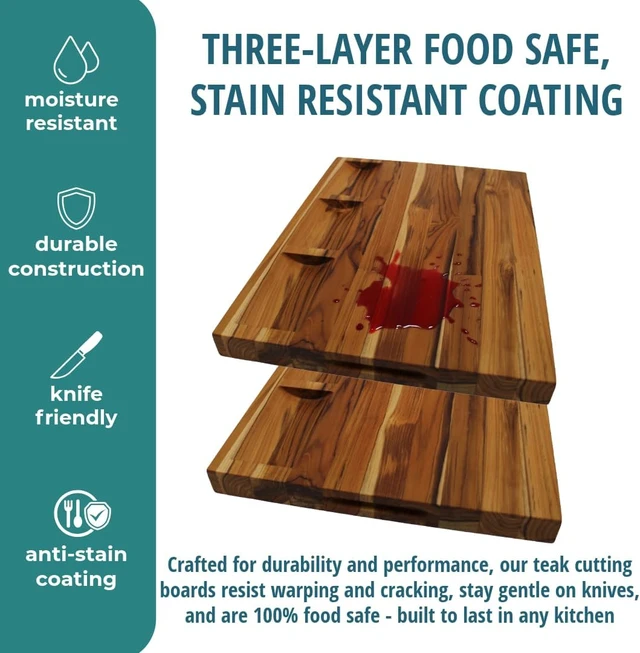 Alt view image 4 of 7 - Teak Cutting Board 20x15, Reversible with Juice Groove