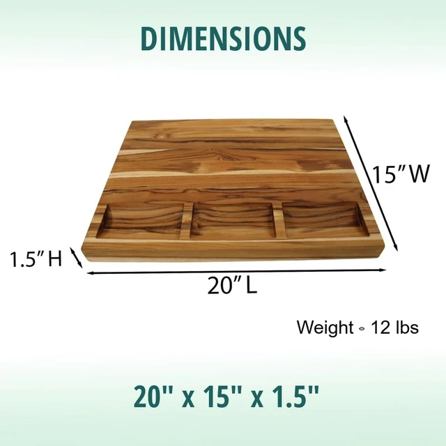 Alt view image 5 of 7 - Teak Cutting Board 20x15, Reversible with Juice Groove