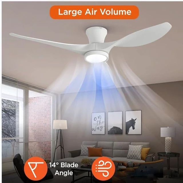 Alt view image 5 of 7 - 52 inch Ceiling Fans with Lights and Remote Control White