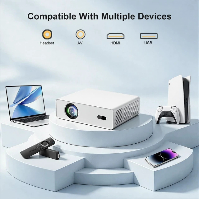 Alt view image 7 of 7 - 4K Smart Projector with Google TVNative 1080P 1000 ANSI Projector