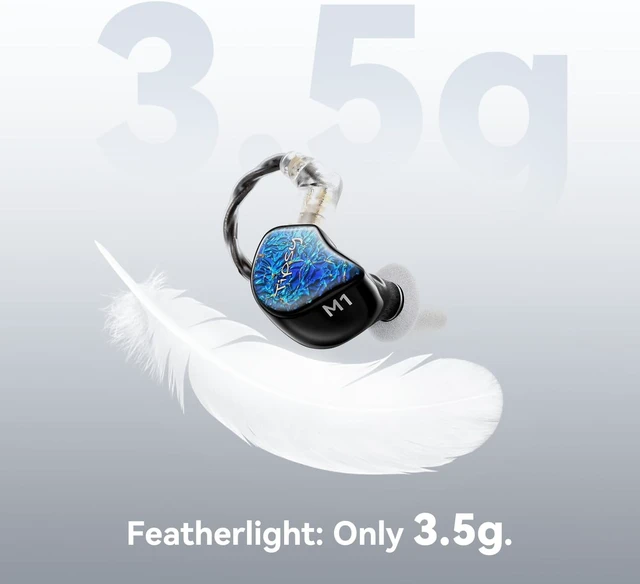 Alt view image 7 of 7 - Tipsy M1 IEM, Bamboo Fiber Diaphragm in-Ear Monitor, Warm, Lively Bass & Vocals, 36dB Noise Isolation, Resin Shell, Detachable 0.78mm 2Pin Cable (No Mic, Blue)