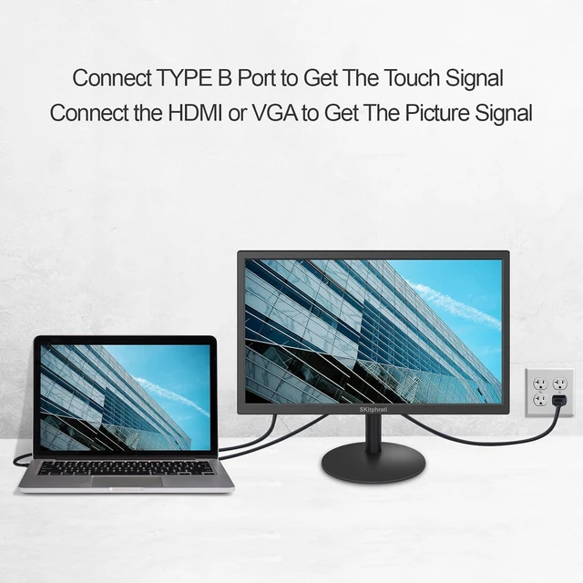 Alt view image 4 of 7 - 18.5 Inch Touchscreen Monitor HD 1366x768, VESA Wall Mountable, 10-Points Computer Touch Screen PC Display with Type-B HDMI VGA Port, 75Hz Desktop Touch Display, Black