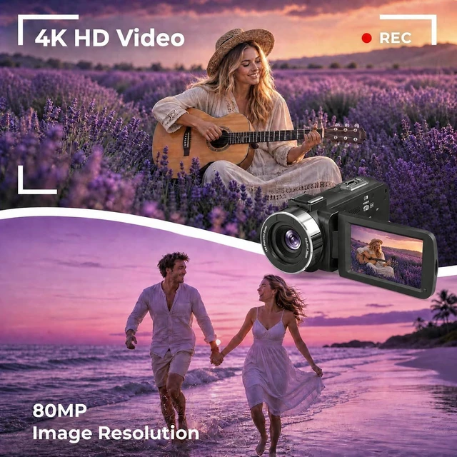 Alt view image 2 of 7 - 4K HD 80MP Camcorder Video Camera Vlogging Camera for YouTube