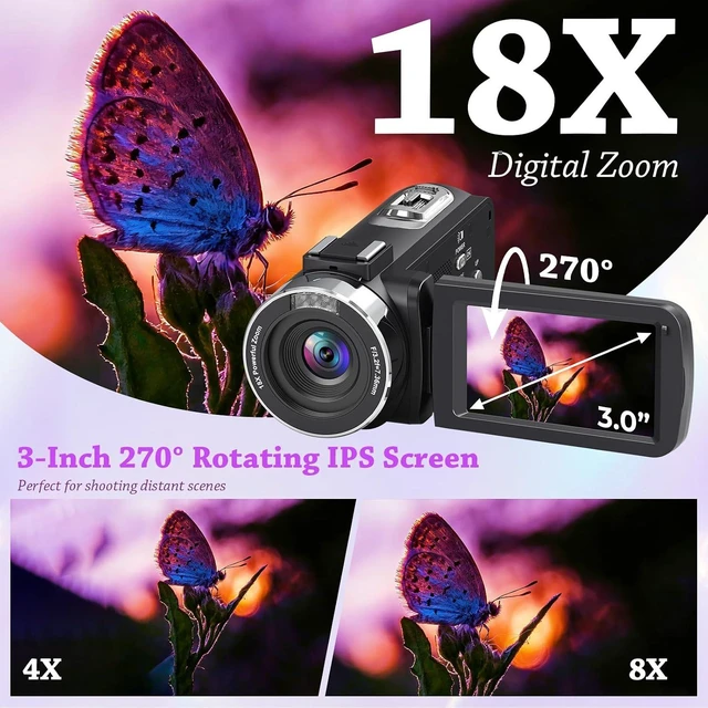 Alt view image 3 of 7 - 4K HD 80MP Camcorder Video Camera Vlogging Camera for YouTube